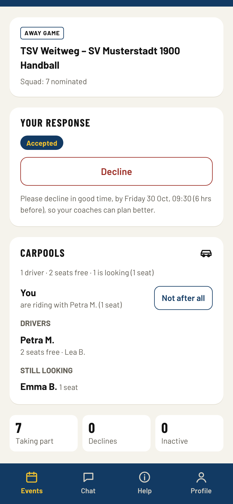 Carpool to an away game