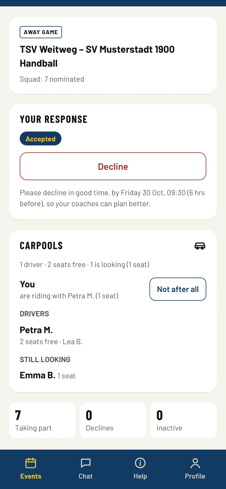 Carpool to an away game