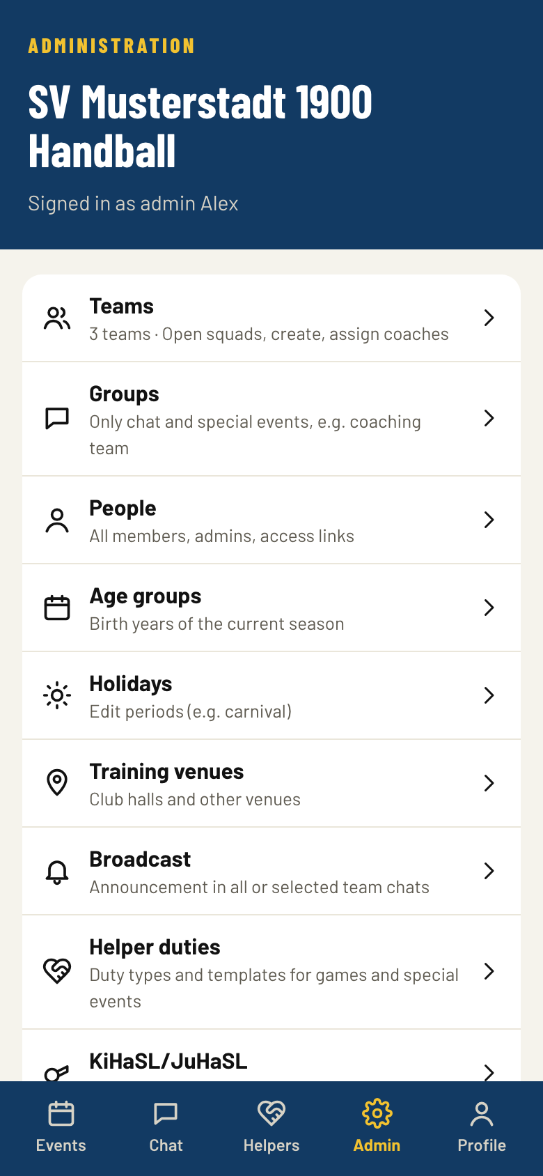 Club administration
